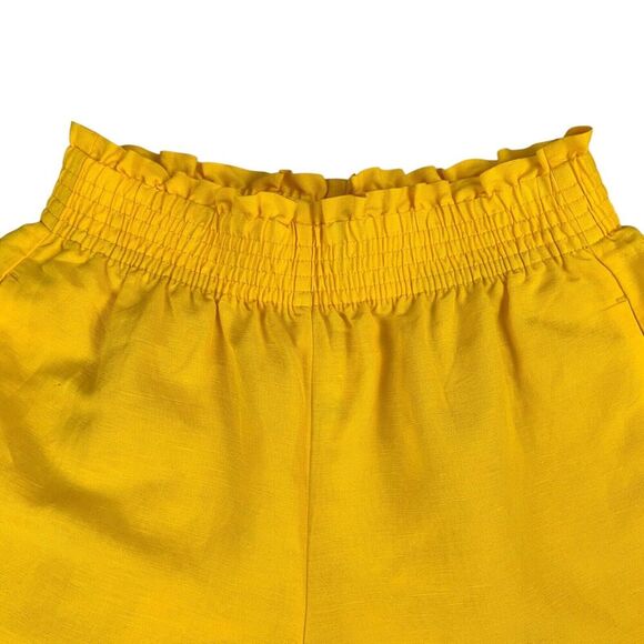 Ann Taylor Women's Shorts Size Medium Yellow Linen Blend Elastic Waist Pockets - Picture 2 of 9